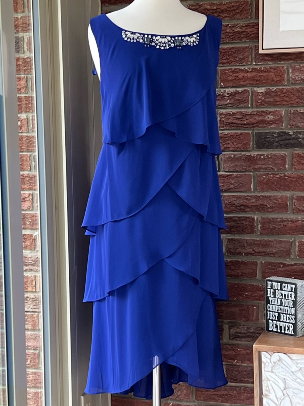 S.L. Fashions Women's Embellished Tiered Cocktail Party Dress NWT Size 18W